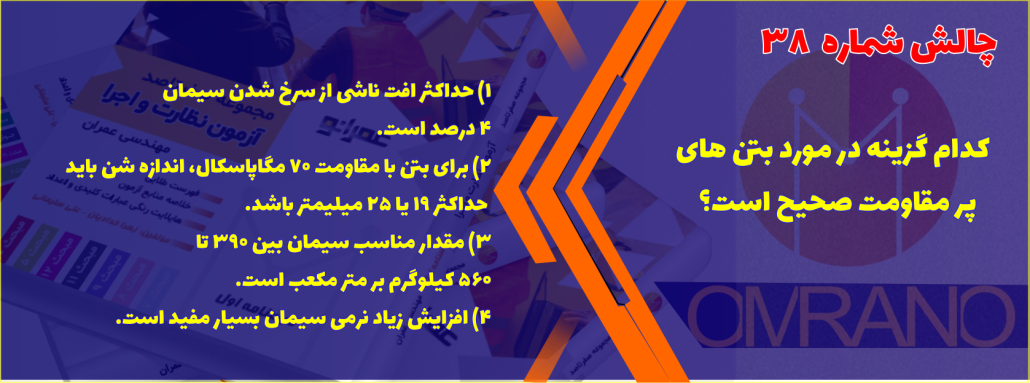 چالش شماره 38- آزمون نظام مهندسی نظارت و اجرا رشته عمران و معماری چالش 90 روز 90 تست تالیفی