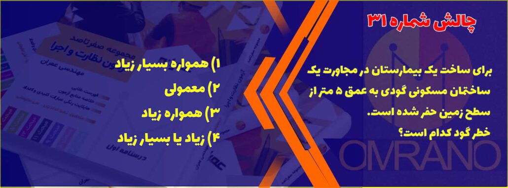 تست تالیفی شماره 31- سوالات تالیفی آزمون نظام مهندسی - نظارت و اجرای عمران و معماری