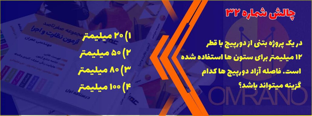 تست تالیفی شماره 32- سوالات تالیفی آزمون نظام مهندسی - نظارت و اجرای عمران و معماری
