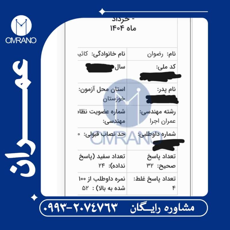 اسامی قبول شدگان آزمون نظام مهندسی با مجموعه هایلایت شده عمرانو