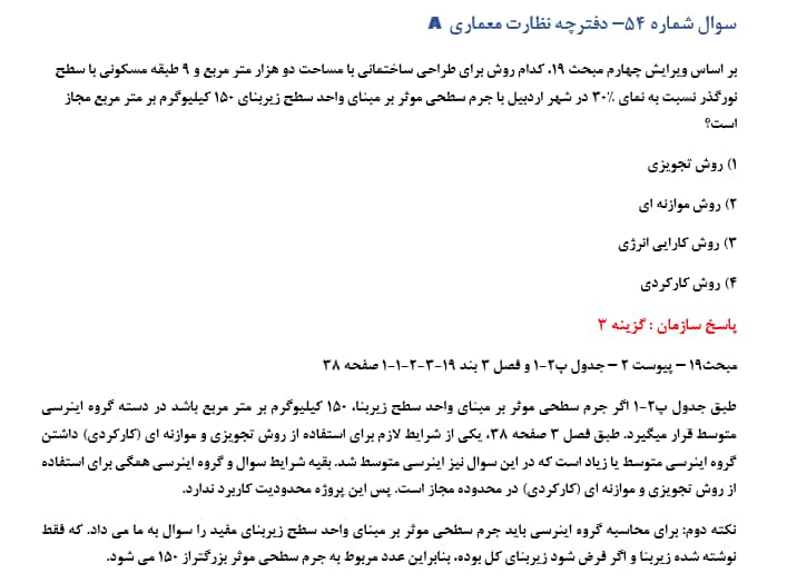 سوال حذفی آزمون نظارت معماری دی ماه 1404